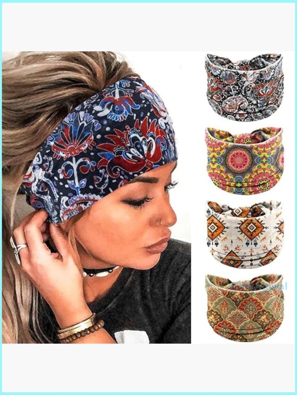Wide Stretch Headbands Set of 4 Polyester Spandex Workout Yoga Turban